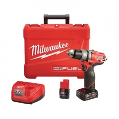 Milwaukee M12 FUEL Cordless Hammer Drill/Driver Kit — 1/2in. Chuck, 12 Volt, With 1 Compact 2.0 Ah and 1 Extended Run 4.0 Ah Battery, Model# 2404-22 - copy